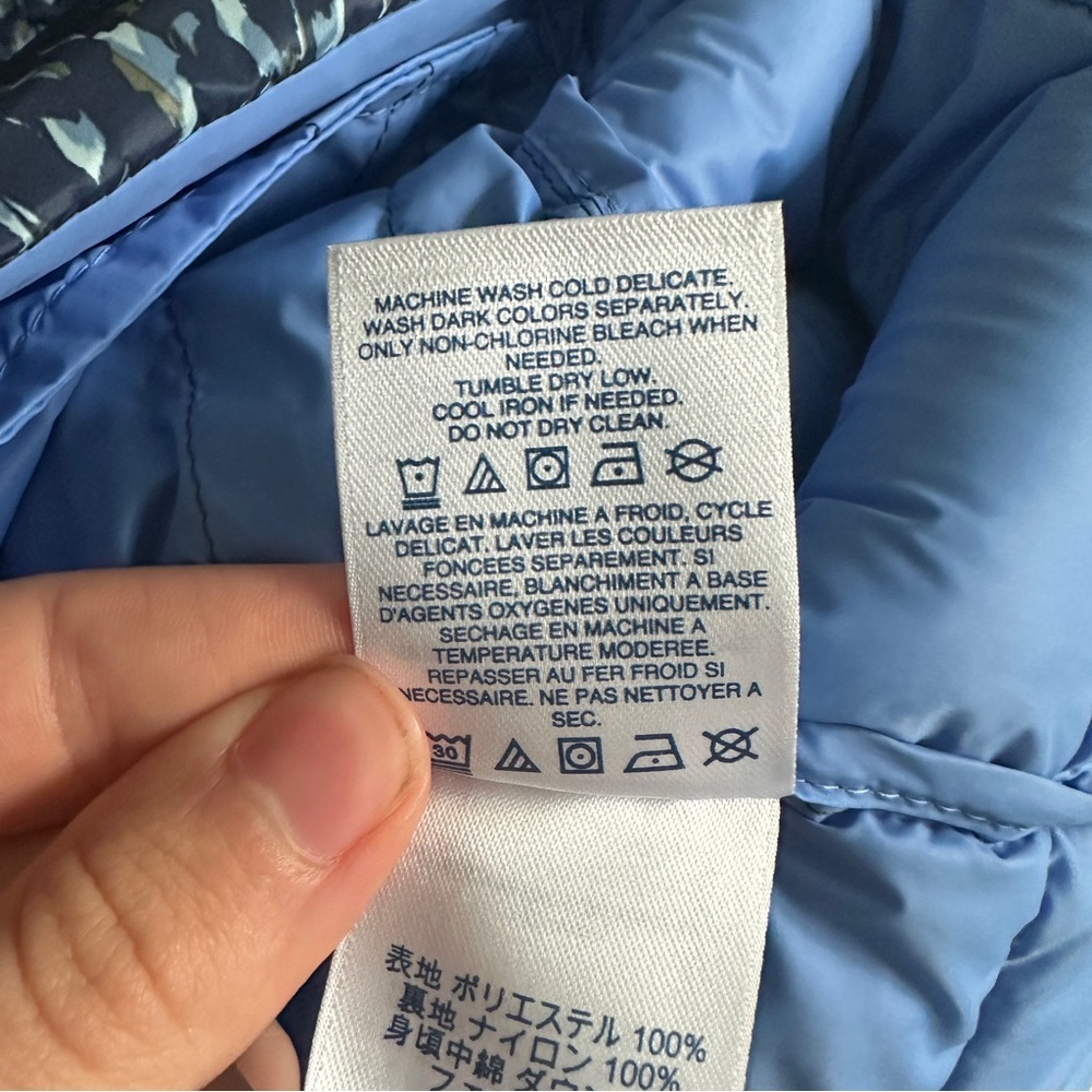 Lands' End Blue Pattern Down Puffer Jacket Medium… - image 6